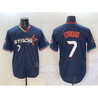 Houston Astros #7 C.J. Stroud Navy 2025 City Connect With Texas Patch Limited Stitched Baseball Jersey