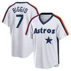 Houston Astros #7 Craig Biggio White Home Cooperstown Collection Logo Player Baseball Jersey