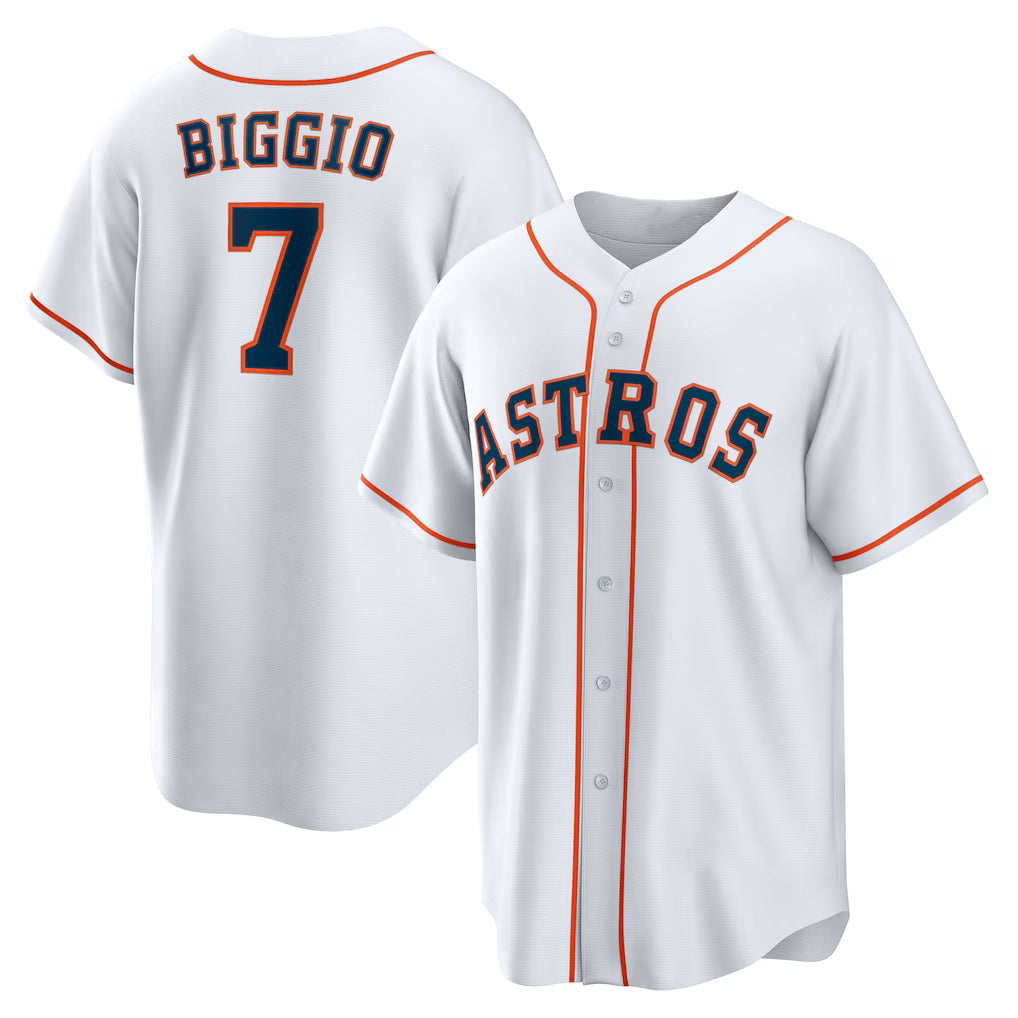 Houston Astros #7 Craig Biggio White Home Retired Player Replica Baseball Jersey