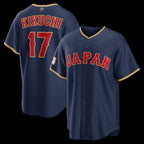 Japan Baseball #17 Yusei Kikuchi 2026 World Baseball Classic Road Stadium Baseball Jersey - Navy
