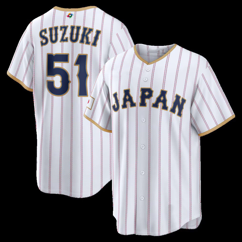 Japan Baseball #51 Seiya Suzuki 2026 World Baseball Classic Home Stadium Baseball Jersey - White