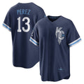 Kansas City Royals #13 Salvador Perez Navy City Connect Replica Player Baseball Jersey