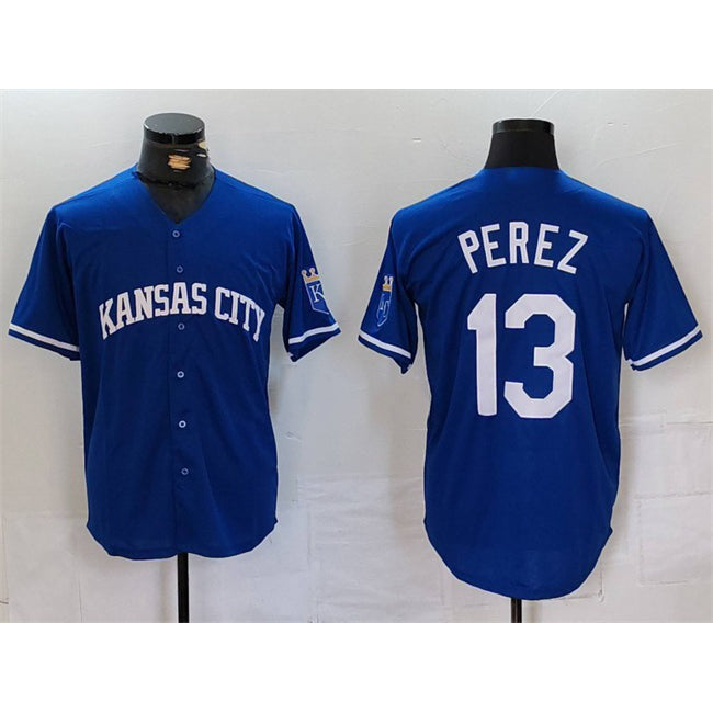 Kansas City Royals #13 Salvador Perez Royal Cool Base Stitched Baseball Jersey
