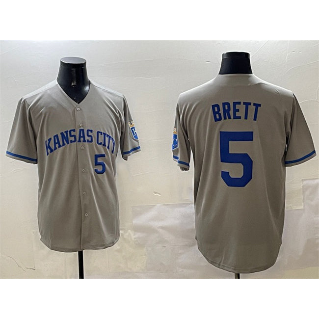 Kansas City Royals #5 George Brett Gray 2024 Away Limited Stitched Baseball Jersey