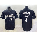 Kansas City Royals #7 Bobby Witt Jr. Black 'Gothic Crown Edition' Vapor Premier Limited Stitched Baseball Jersey