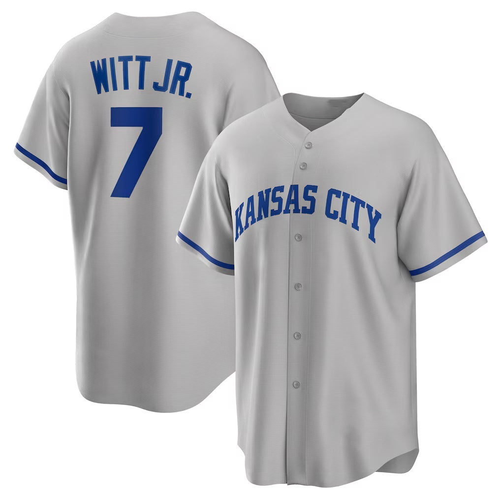 Kansas City Royals #7 Bobby Witt Jr. Gray Road Replica Baseball Jersey
