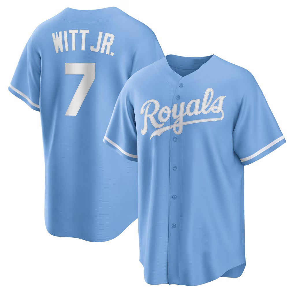 Kansas City Royals #7 Bobby Witt Jr. Light Blue Alternate Replica Baseball Jersey
