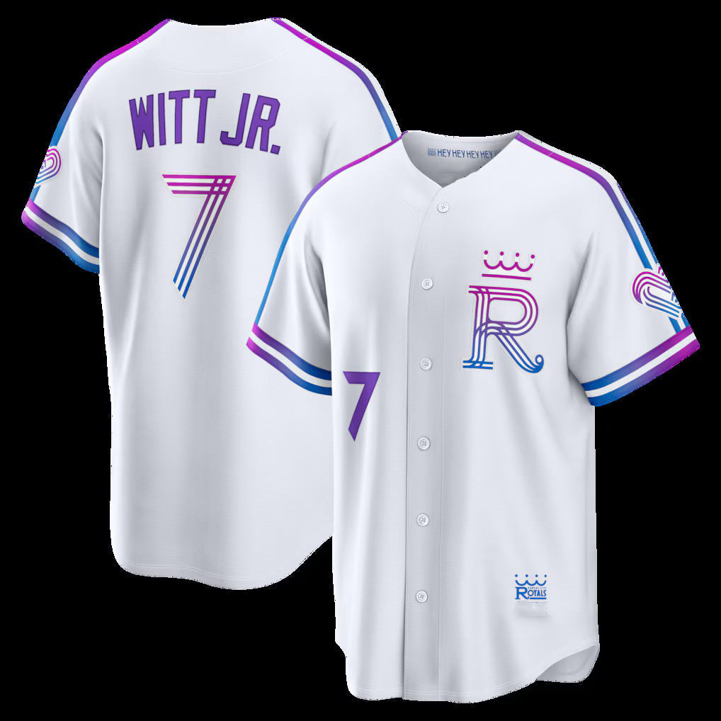 Kansas City Royals #7 Bobby Witt Jr. White 2026 City Connect Stadium Baseball Jersey