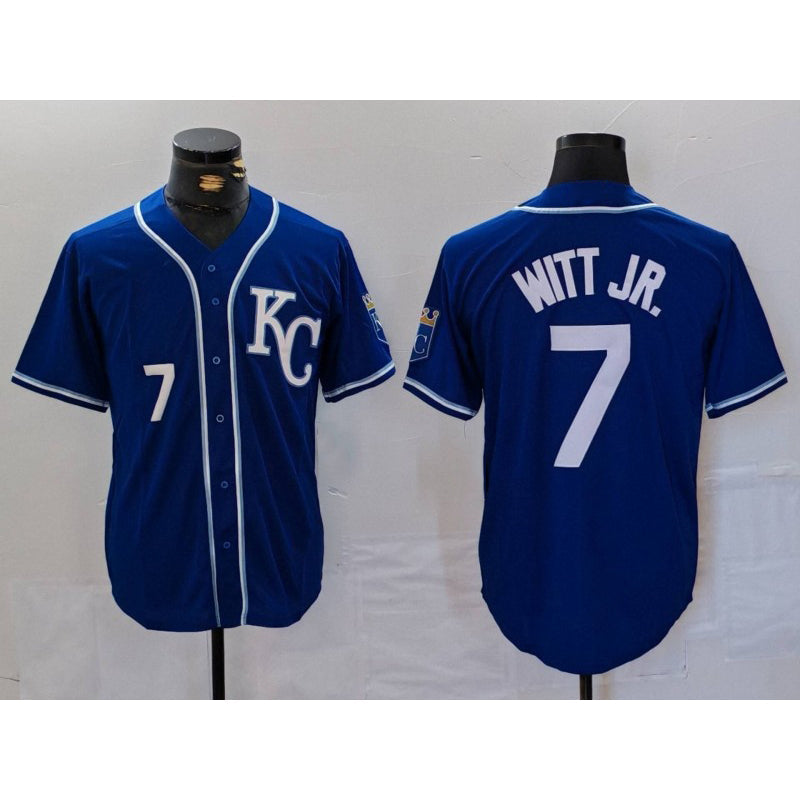 Kansas City Royals #7 Bobby Witt Jr Number Royal Cool Base Stitched Baseball Jersey