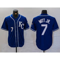 Kansas City Royals #7 Bobby Witt Jr Number Royal Cool Base Stitched Baseball Jersey