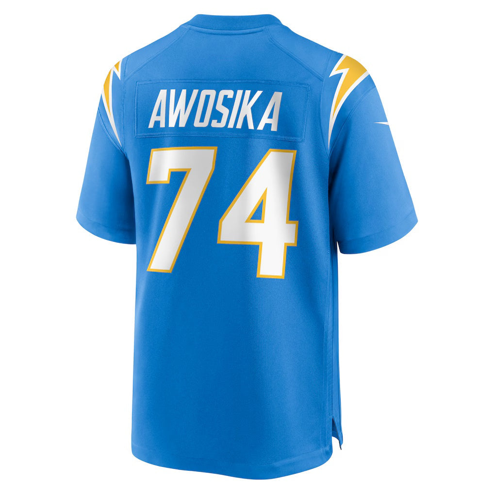 LA.Chargers #74 Kayode Awosika Powder Blue Team Game Stitched Football American Jersey