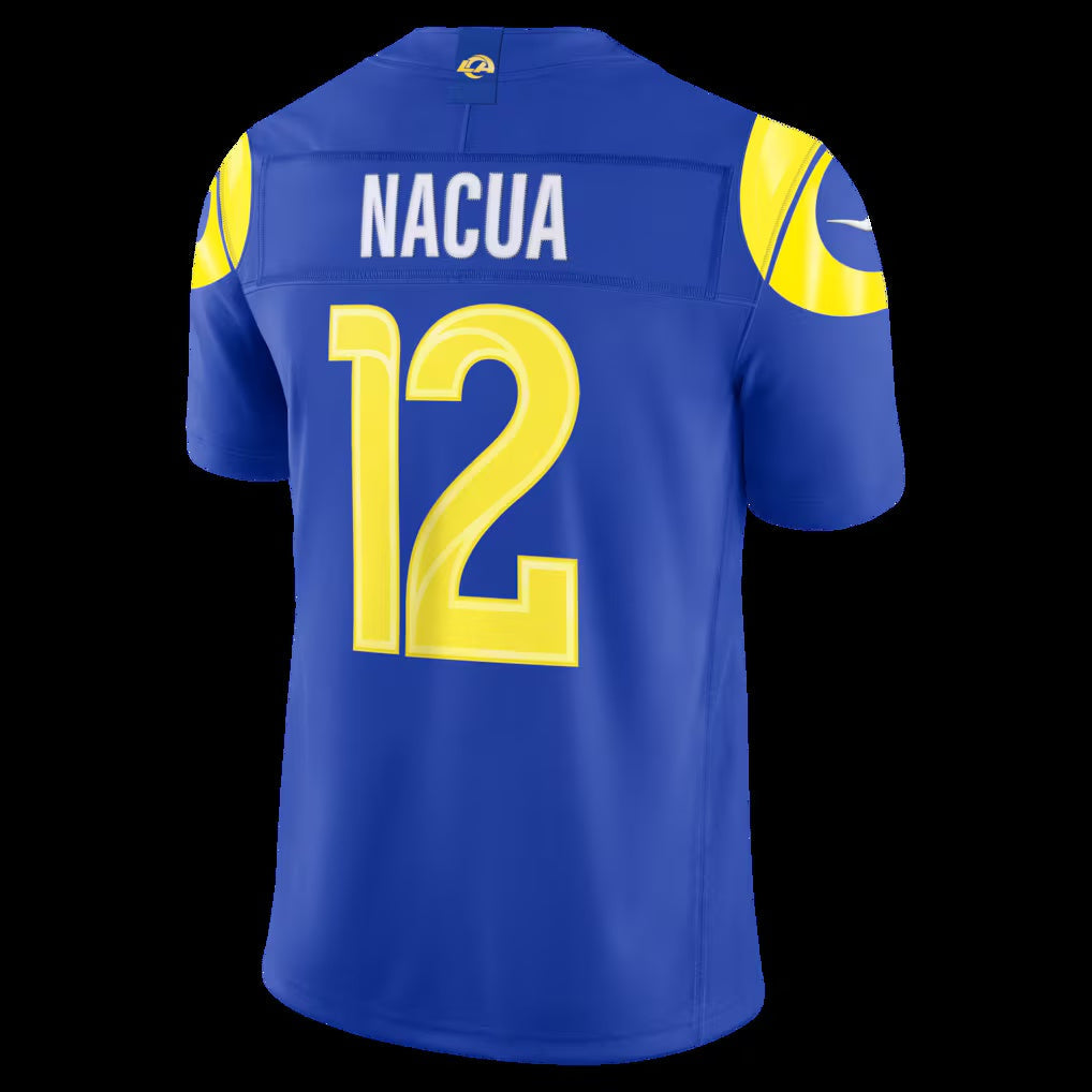 LA.Rams #12 Puka Nacua Royal Vapor F.U.S.E. Sewn Down Limited Stitched Football American Jersey
