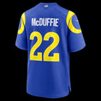 LA.Rams #22 Trent McDuffie Royal Team Game Player Stitched Football American Jersey