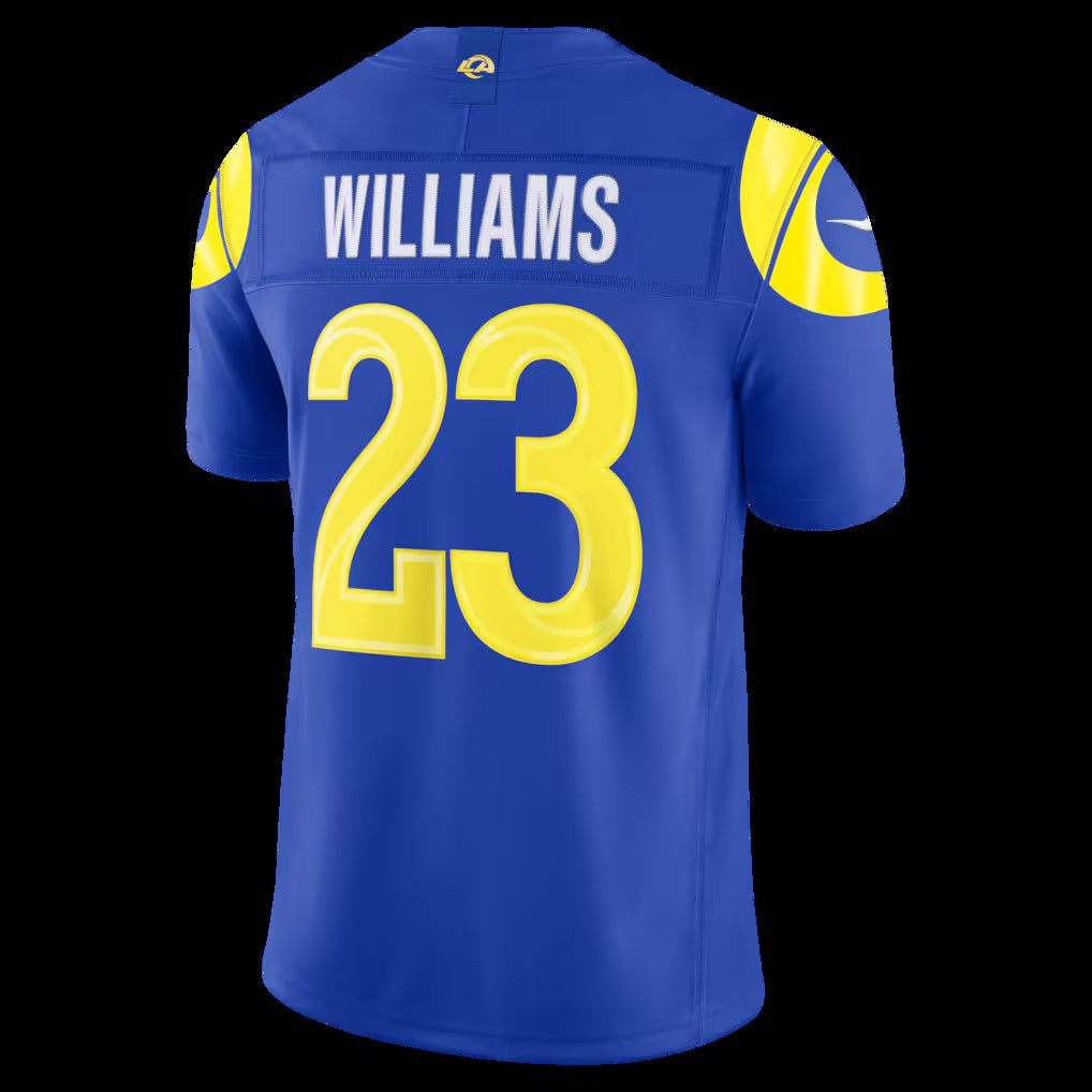 LA.Rams #23 Kyren Williams Royal Vapor F.U.S.E. Sewn Down Limited Stitched Football American Jersey