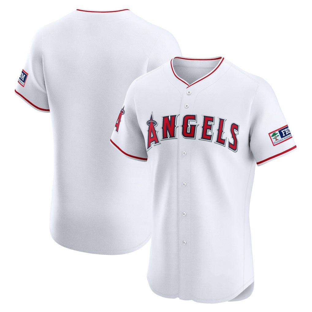 Los Angeles Angels White Home Elite Patch Baseball Jersey