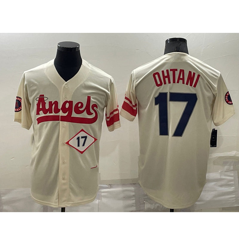 Los Angeles Angels #17 Shohei Ohtani Number Cream 2022 City Connect Cool Base Stitched Baseball Jersey