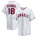 Los Angeles Angels #18 Nolan Schanuel White Home Replica Baseball Jersey