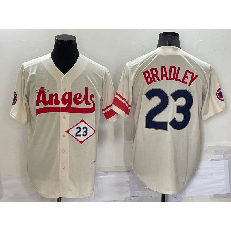 Los Angeles Angels #23 Archie Bradley Number Cream 2022 City Connect Cool Base Stitched Baseball Jersey