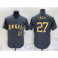 Los Angeles Angels #27 Mike Trout Number Grey 2022 All Star Stitched Cool Baseball Jersey