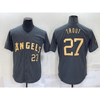 Los Angeles Angels #27 Mike Trout Number Grey 2022 All Star Stitched Cool Baseball Jersey