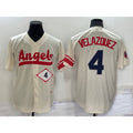 Los Angeles Angels #4 Andrew Velazquez Number Cream 2022 City Connect Cool Base Stitched Baseball Jersey