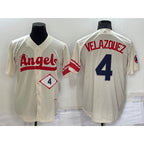 Los Angeles Angels #4 Andrew Velazquez Number Cream 2022 City Connect Cool Base Stitched Baseball Jersey