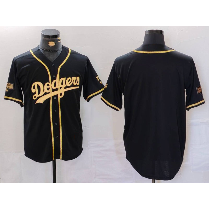 Los Angeles Dodgers Blank Black Gold World Series Champions Cool Base Stitched Baseball jersey