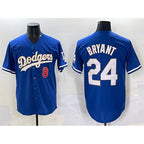 Los Angeles Dodgers Front #8 Back #24 Kobe Bryant Blue Gold Cool Base Stitched Baseball jersey