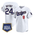 Los Angeles Dodgers Front #8 Back #24 Kobe Bryant White 2024 World Tour Seoul Series Home Limited Stitched Baseball jersey