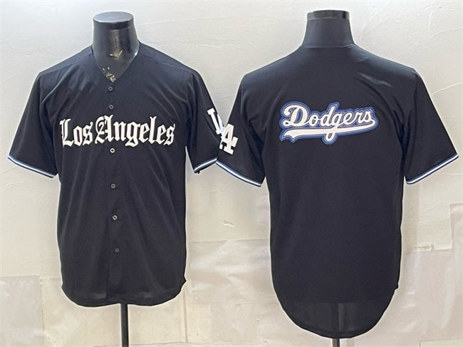 Los Angeles Dodgers Team Big Logo Black 'Gothic Edition' Vapor Premier Limited Stitched Baseball Jersey 2