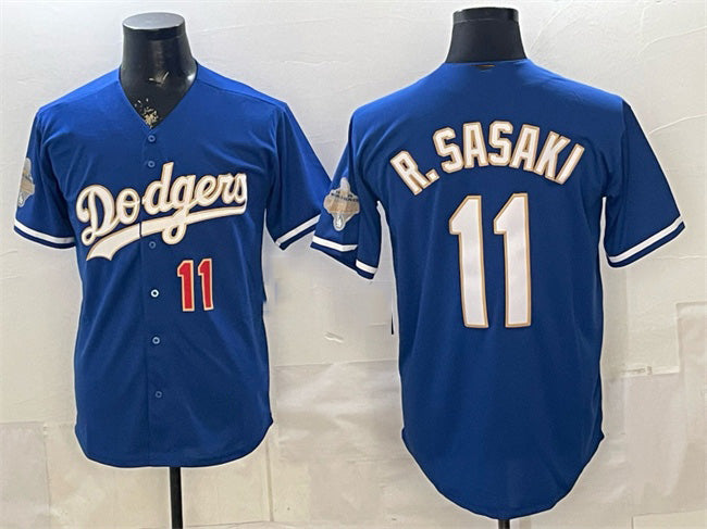 Los Angeles Dodgers #11 Roki Sasaki Royal 2026 Alternate Gold Collection Stadium Stitched Baseball Jersey