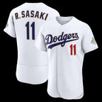 Los Angeles Dodgers #11 Roki Sasaki White 2026 Gold Collection Authentic Baseball Jersey