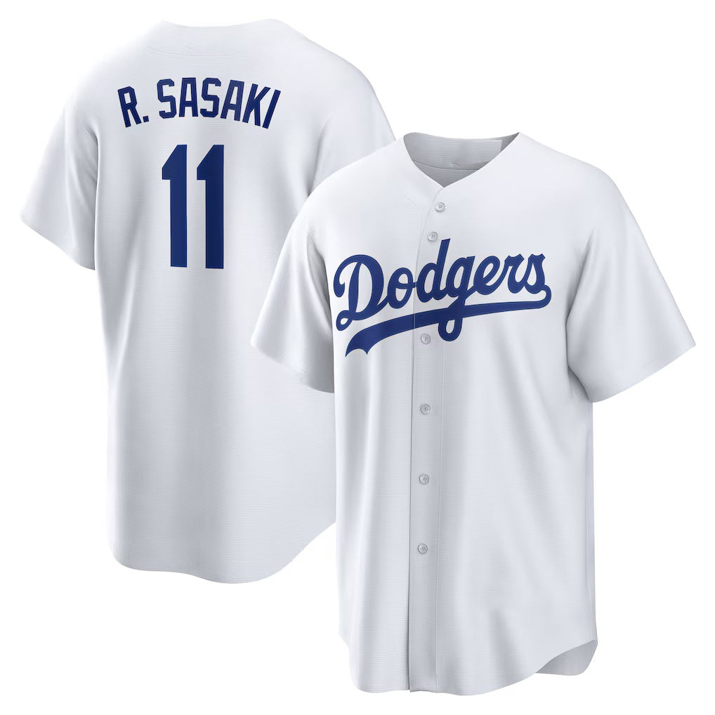Los Angeles Dodgers #11 R¨­ki Sasaki White Home Replica Baseball Jersey