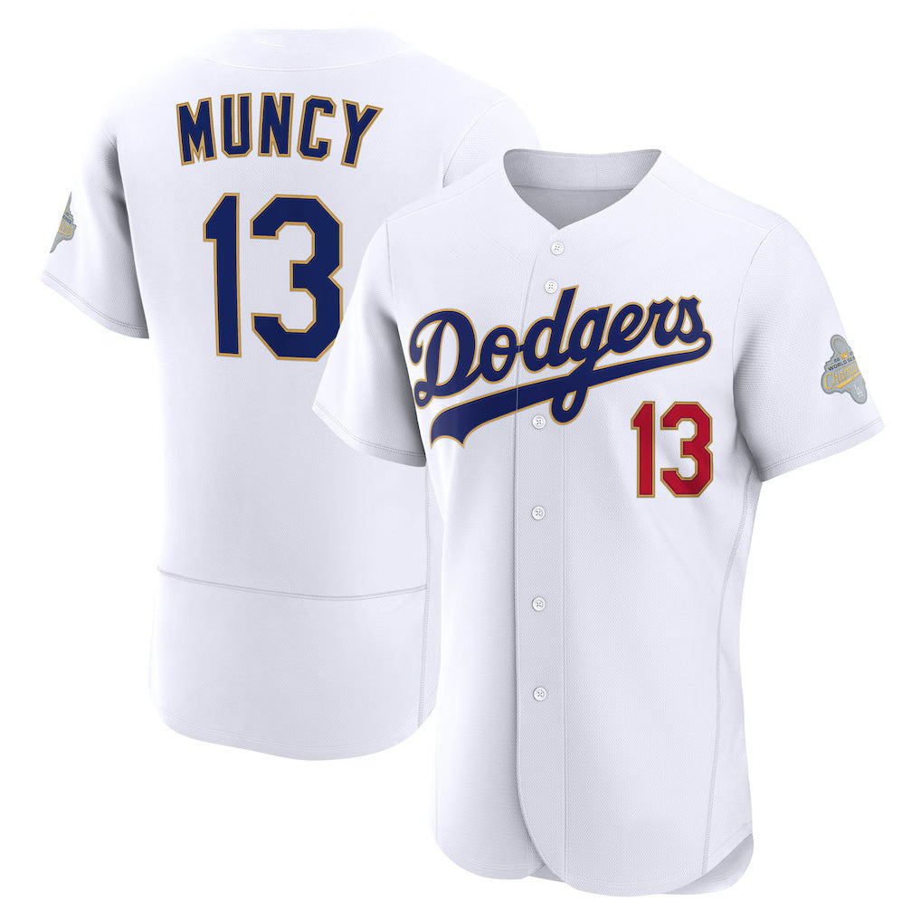 Los Angeles Dodgers #13 Max Muncy White 2026 Gold Collection Authentic Baseball Jersey