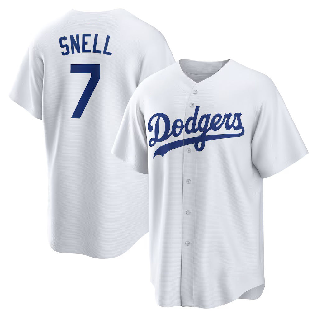 Los Angeles Dodgers #7 Blake Snell White Home Replica Player Baseball Jersey