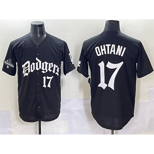 Los Angeles Dodgers #17 Shohei Ohtani Black 2025 LA Gothic Style With 2024 World Series Champions Patch Vapor Premier Limited Stitched Baseball Jersey
