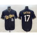 Los Angeles Dodgers #17 Shohei Ohtani Black Gold Stitched Cool Baseball Jersey