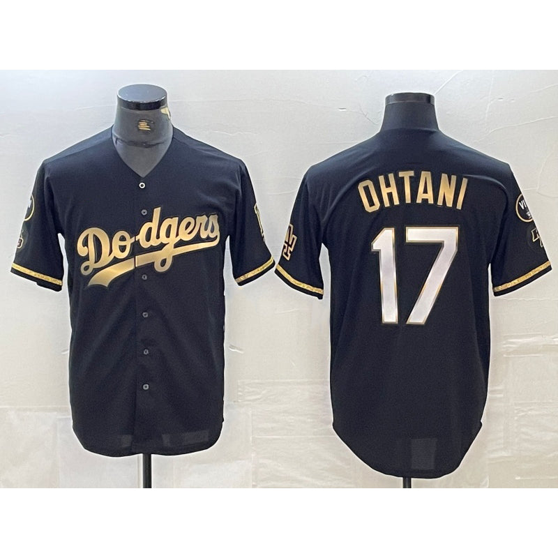 Los Angeles Dodgers #17 Shohei Ohtani Black Gold Stitched Cool Baseball Jersey