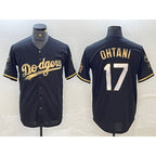 Los Angeles Dodgers #17 Shohei Ohtani Black Gold Stitched Cool Baseball Jersey