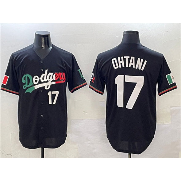 Los Angeles Dodgers #17 Shohei Ohtani Black Mexico Flag Limited Stitched Baseball Jersey