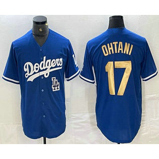 Los Angeles Dodgers #17 Shohei Ohtani Blue Gold Stitched Cool Baseball Jersey