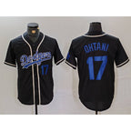 Los Angeles Dodgers #17 Shohei Ohtani Number Black Cool Base With Patch Stitched Baseball Jersey