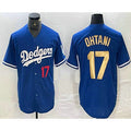 Los Angeles Dodgers #17 Shohei Ohtani Number Blue Gold Stitched Cool Baseball Jersey