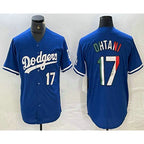 Los Angeles Dodgers #17 Shohei Ohtani Number Mexico Blue Cool Base Stitched Baseball Jersey