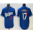 Los Angeles Dodgers #17 Shohei Ohtani Number Mexico Blue Cool Base Stitched Baseball Jersey