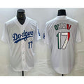 Los Angeles Dodgers #17 Shohei Ohtani Number Mexico White Cool Base Stitched Baseball Jersey