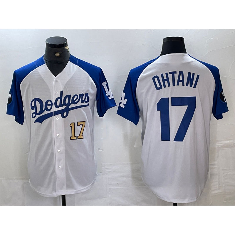 Los Angeles Dodgers #17 Shohei Ohtani Number White Blue Fashion Stitched Cool Base Limited Baseball Jersey