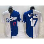 Los Angeles Dodgers #17 Shohei Ohtani Number White Blue Two Tone Stitched Baseball Jersey