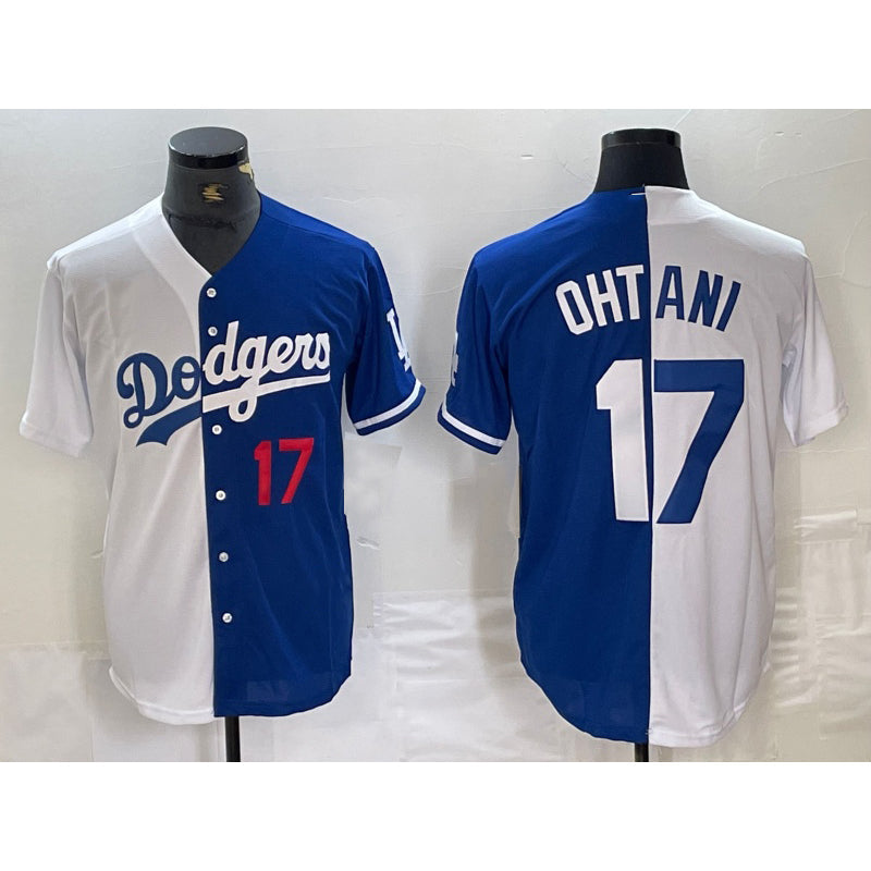 Los Angeles Dodgers #17 Shohei Ohtani Number White Blue Two Tone Stitched Baseball Jersey