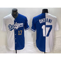 Los Angeles Dodgers #17 Shohei Ohtani Number White Blue Two Tone Stitched Baseball Jersey